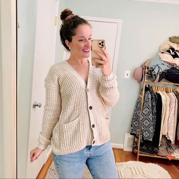 American Eagle Outfitters Sweaters - American Eagle Cream Chunky button Sweater Small